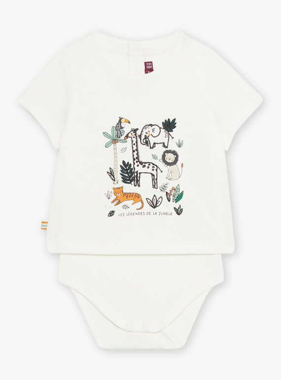 Body T-shirt ecrù e motivi animali e giungla neonato CAKILLIAN / 22E1BG91BOD001