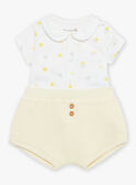 Body e shorts vaniglia con stampa nuvole e soli FOULQUES / 23E0CMT1ENS114