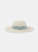 Cappello di Paglia con Nastro Stampato Floreale Sabbia KLIBYETTE / 24E4PFR1CHA808