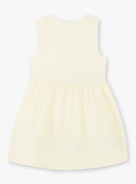 Abito giallo limone a righe bambina ZIRAYETTE / 21E2PFO2CHSB104
