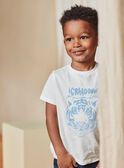 T-shirt ecrù e azzurra con motivo tigre testurizzato bambino CAZOTAGE3 / 22E3PGF1TMC001