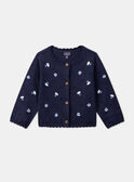 Cardigan blu navy strutturato con fiori ricamati LACORRINE / 24H1BFJ2CAR070