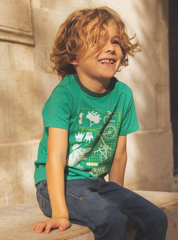T-shirt con motivi dinosauri e biciclette fosforescenti FEPAGE / 23E3PGB2TMC630