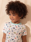 Completo da spiaggia ecrù e celeste t-shirt e shorts bambino ZIPALAGE4 / 21E3PGQ3ENS001