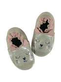 Scarpe pelle morbida glitterata beige con ricamo gatto neonata GNFCHAT / 19WK37Z2D3S080
