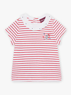 T-shirt a righe e collo con volant neonata CAFANNY / 22E1BF81BRA001