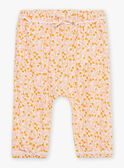 Pantaloni ecrù e arancioni in popeline con stampa foglie e frutti FAULINE / 23E1BFP1PAN001