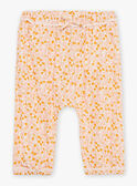 Pantaloni ecrù e arancioni in popeline con stampa foglie e frutti FAULINE / 23E1BFP1PAN001