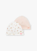2 berretti nascita ecrù e rosa in cotone LOREEN / 24H0AF11BNA001