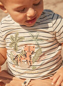 T-shirt beige con stampa a righe FATING / 23E1BGP1TMC007