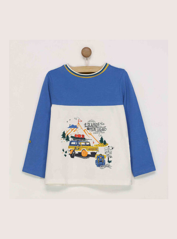T-shirt maniche lunghe bianca e blu RATOAGE / 19E3PG61TML001