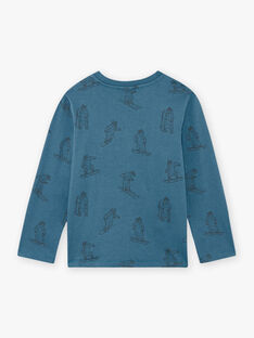 T-shirt blu con stampa orsetto fantasia bambino BOZIDAGE / 21H3PGO2TMLC233