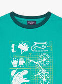 T-shirt con motivi dinosauri e biciclette fosforescenti FEPAGE / 23E3PGB2TMC630