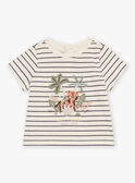 T-shirt beige con stampa a righe FATING / 23E1BGP1TMC007