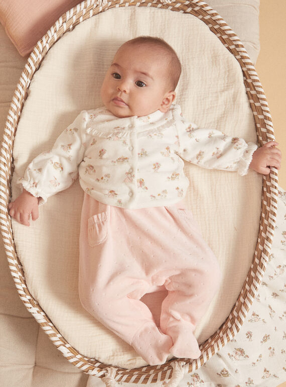 Set tutina e cardigan ecrù in velluto LOLITA / 24H0NF23ENS001