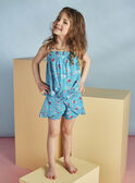 Shorts blu turchese con stampa a fiori bambina CAUSHOETTE 2 / 22E2PFT4SHO202