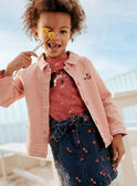 Giacca in twill rosa cipria con motivi gatto e fantasia bambina CLATWETTE / 22E2PFG1VESD327