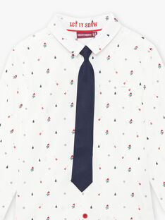 Camicia bianca in popeline motivi Natale e cravatta bambino BOMOCAGE / 21H3PGR1CHM001