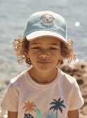 Cappellino turchese in twill con motivo dinosauro FLUBEACHAGE / 23E4PGQ1CHA205