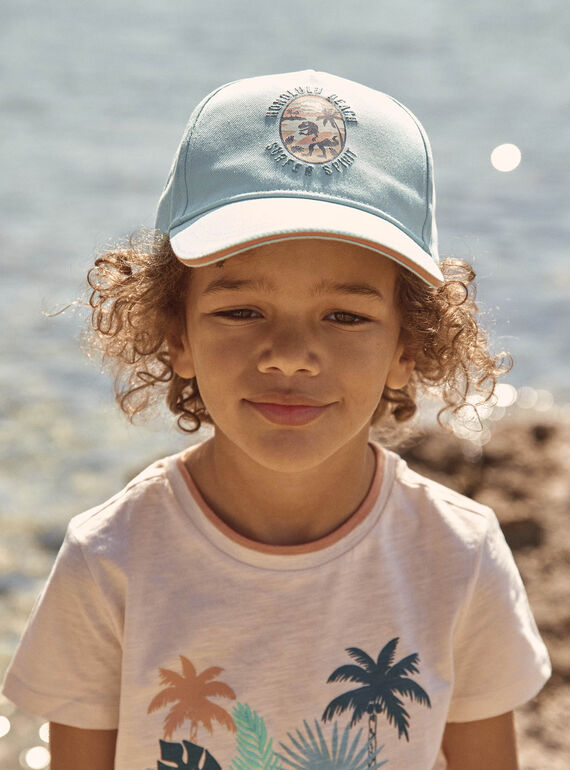 Cappellino turchese in twill con motivo dinosauro FLUBEACHAGE / 23E4PGQ1CHA205