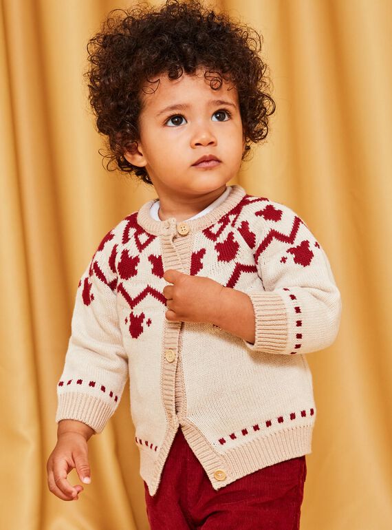 Cardigan rosso e beige DAPIERRE / 22H1BGX1GILF512
