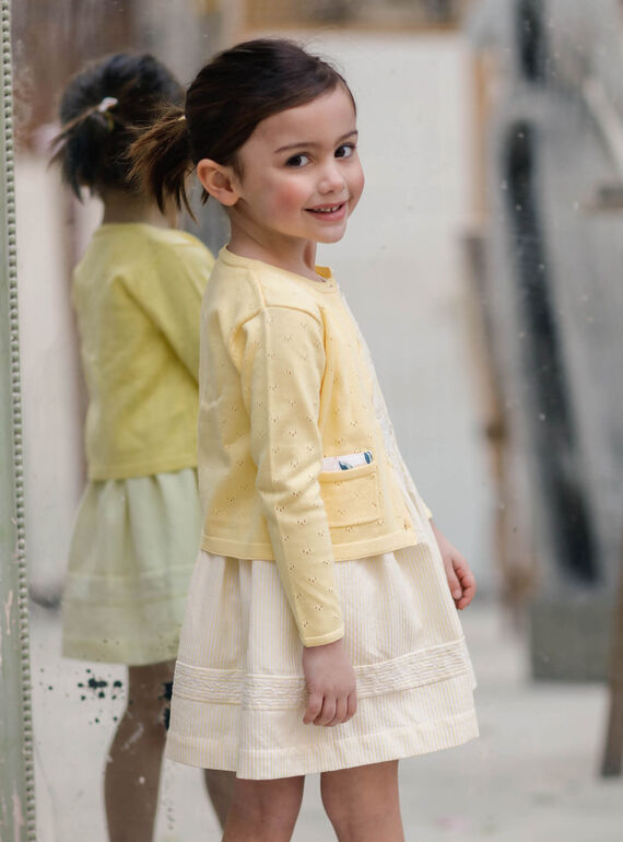 Cardigan giallo limone traforato bambina ZICADETTE / 21E2PFO1CARB104