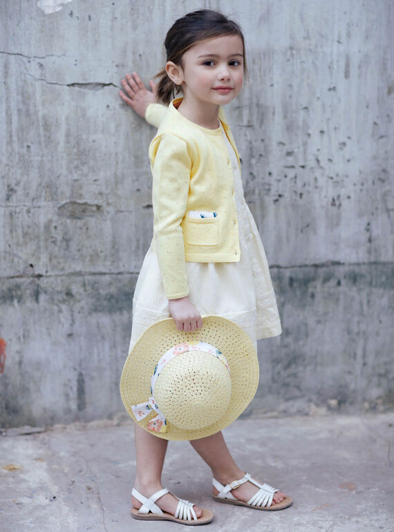 Cardigan giallo limone traforato bambina ZICADETTE / 21E2PFO1CARB104