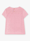 T-shirt rosa ricamata scritta a fiori fantasia bambina CETIETTE / 22E2PFB1TMC305