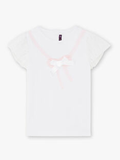 T-shirt bianca e rosa bambina ZYALOETTE / 21E2PF41TMC000