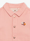 Giacca in twill rosa cipria con motivi gatto e fantasia bambina CLATWETTE / 22E2PFG1VESD327