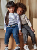 Jeans denim paperbag e cintura a righe bambina CLODETTE2 / 22E2PFF1JEAK004