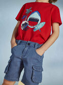 T-shirt rossa con motivo squalo bambino CYDOAGE3 / 22E3PGT1TMCF525