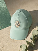 Cappellino turchese in twill con motivo dinosauro FLUBEACHAGE / 23E4PGQ1CHA205