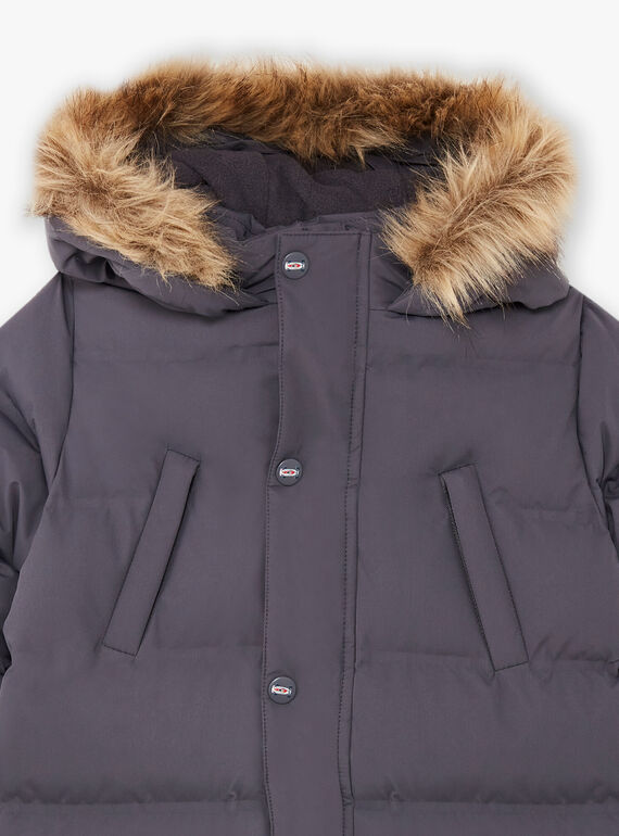 Parka grigio scuro fodera in pile bambino BADOUNAGE / 21H3PGE3PARJ916