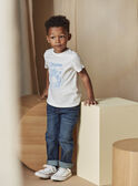 T-shirt ecrù e azzurra con motivo tigre testurizzato bambino CAZOTAGE3 / 22E3PGF1TMC001