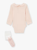 Set body, tutina e calzamaglia écru e rosa LOUANE / 24H0CF12ENS001