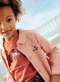 Giacca in twill rosa cipria con motivi gatto e fantasia bambina CLATWETTE / 22E2PFG1VESD327