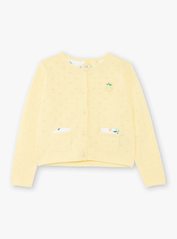 Cardigan giallo limone traforato bambina ZICADETTE / 21E2PFO1CARB104