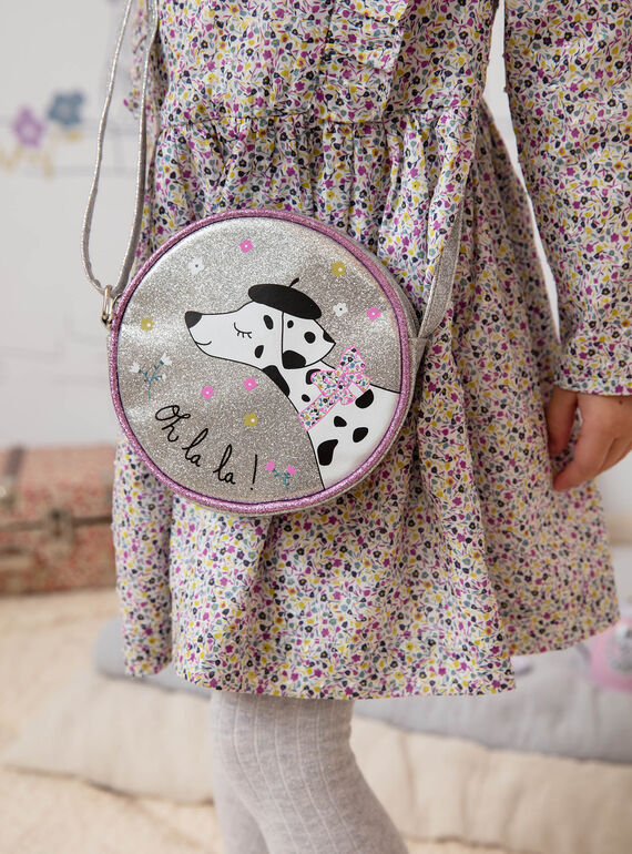 Borsa rotonda a tracolla argentata motivo dalmata bambina BEBAGETTE / 21H4PF21BES956