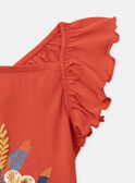 Top rosso con motivi fiori e pappagallo multicolore in jersey KLOPERETTE / 24E2PFS1DEB050