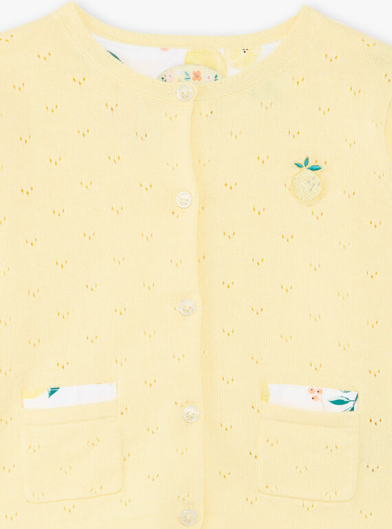 Cardigan giallo limone traforato bambina ZICADETTE / 21E2PFO1CARB104
