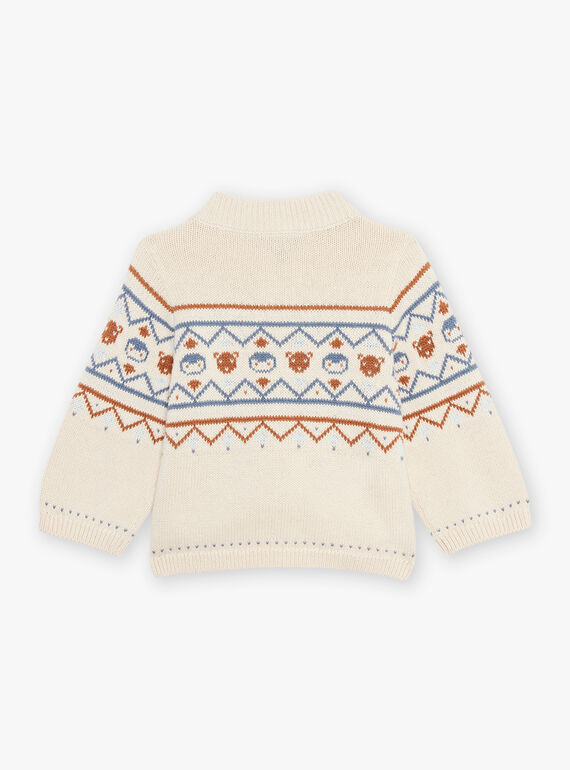 Cardigan a jacquard animali e motivi fantasia beige DASICHARD / 22H1BGY1GILA001