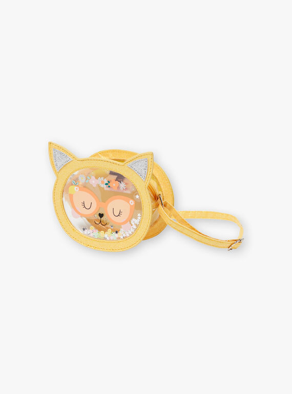 Borsa a tracolla gialla motivo testa di gatto ZITRONETTE / 21E4PFO1BESB104