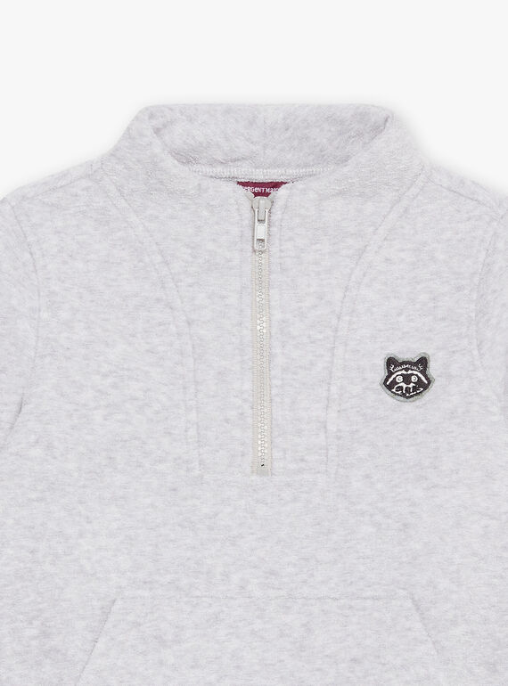 Maglia grigio melange con tasca a marsupio DEBADGEAGE / 22H3PGR1PUL943