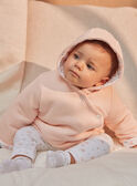 Giacca con cappuccio nascita rosa confetto in tubique e jersey KORNELIA / 24E0CF11VESD310