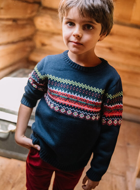 Maglia motivo jacquard navy bambino DOJACAGE / 22H3PGX1PUL070
