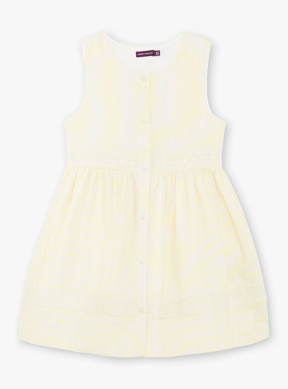 Abito giallo limone a righe bambina ZIRAYETTE / 21E2PFO2CHSB104