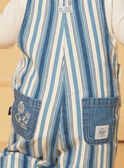 Salopette lunga un denim blu e bianco con stampa a righe LADEREK / 24H1BGJ1SALP274