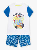 Pigiama ecrù e blu con motivi giungla bambino CAJAGE / 22E5PG54PYJ001
