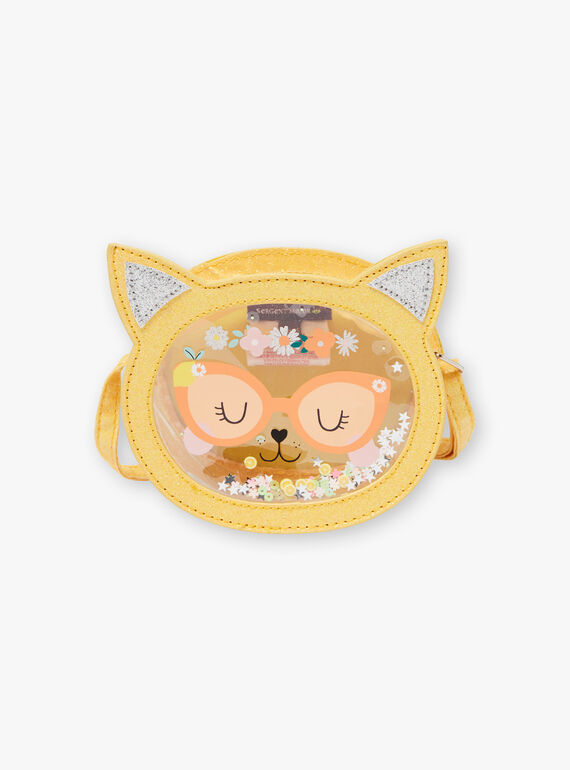Borsa a tracolla gialla motivo testa di gatto ZITRONETTE / 21E4PFO1BESB104